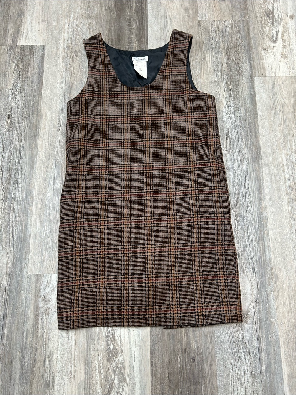 Women’s Harve Benard Brown Plaid Dress 100% Wool Size 8